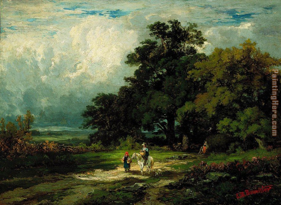 Edward Mitchell Bannister man on horse with woman and dog